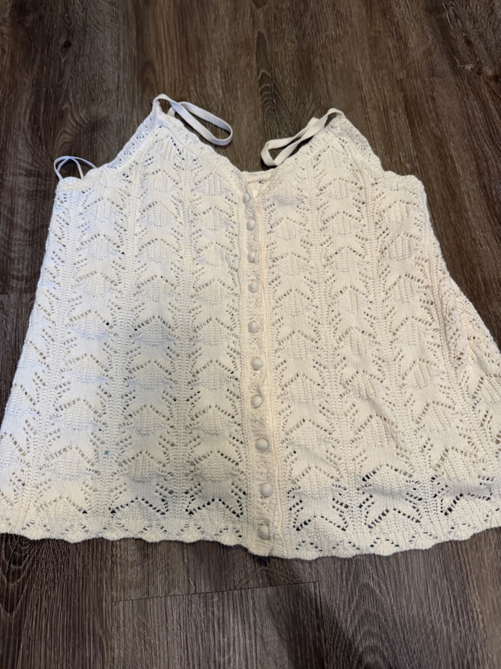 aerie Cream Crochet Button-Front Camisole